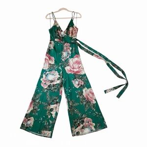 Silky Floral Green Free People Jumpsuit